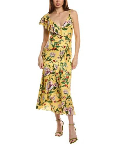 Borgo De Nor Isadora Silk-blend Midi Dress In Yellow