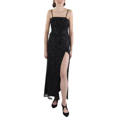 Blondie Nites Juniors Womens Corset Seamed Mesh Evening Dress In Black