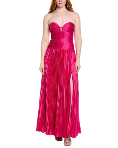 Amur Ludlow Strapless Pleated Satin Gown In Purple