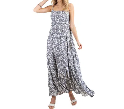 Kori Patterned Maxi Dress In Silver Blue In Silver