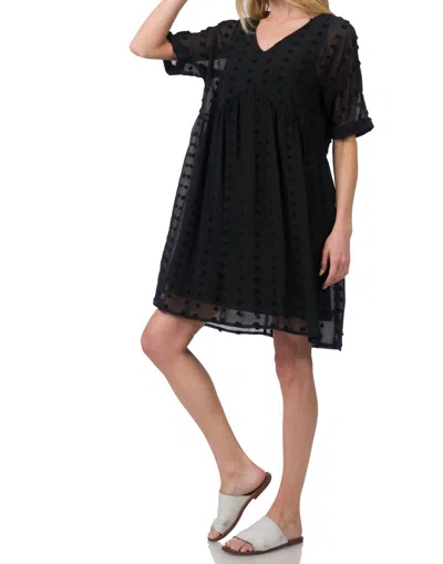 Zenana Dot Babydoll Mini Dress In Black In Black