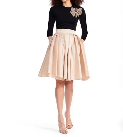 Emily Shalant Rhinestone Bow 3/4 Sleeve Blouse In Black/champagne In Multi