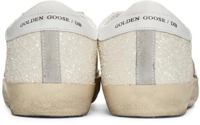 Shop Golden Goose White Glitter Superstar Sneakers