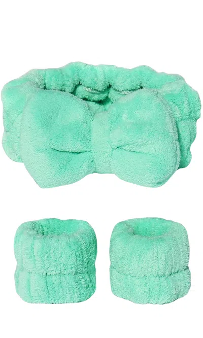 Sleeke Hair Let It Drip Microfiber Headband And Wristbands Set In Green