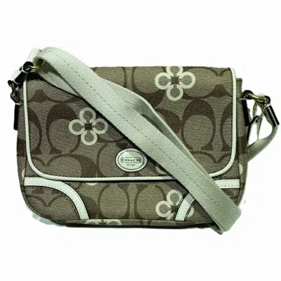 Pre-owned Coach Multi-color White Pvc Coated Canvas Leather Shoulder Bag () In Multi-color, White