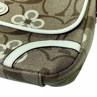 Pre-owned Coach Multi-color White Pvc Coated Canvas Leather Shoulder Bag () In Multi-color, White