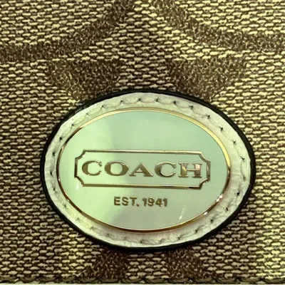 Pre-owned Coach Multi-color White Pvc Coated Canvas Leather Shoulder Bag () In Multi-color, White