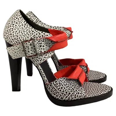Alexander Wang Crackle Detail Sandal Heels In Multicolor Leather In Multi