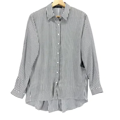 Black Tape Women' Striped Button Up In White/navy Stripe In Multi