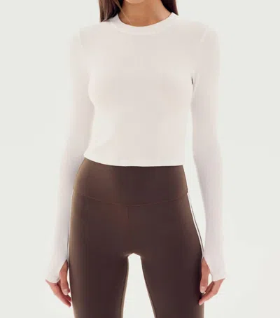 Splits59 Louise Rib Long Sleeve Crop In White