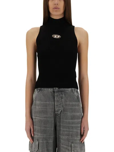 Diesel Knit Tank Top In Cashmere Blend In Black