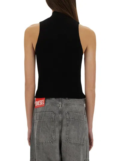 Diesel Knit Tank Top In Cashmere Blend In Black