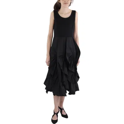 Shop Gracia Womens Ruffled Midi Midi Dress In Black