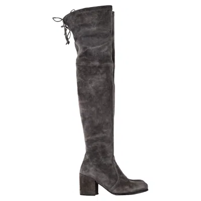 Stuart Weitzman Genna Over The Knee Boots In Grey Suede In Grey