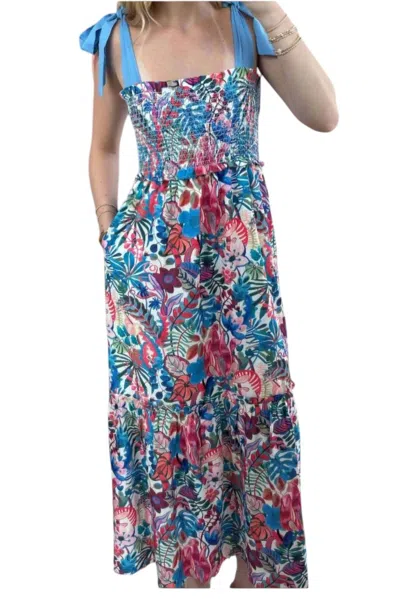 Joy Joy Floral Ruffles Hem Maxi Dress In Multicolor In Multi