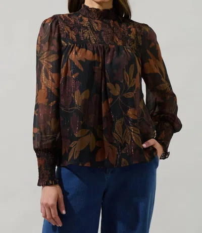 Sugarlips Sunnie Floral Blouse In Black/brown In Black