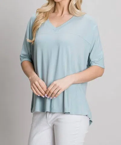Allie Rose V-neck Blouse In Dusty Blue In Multi