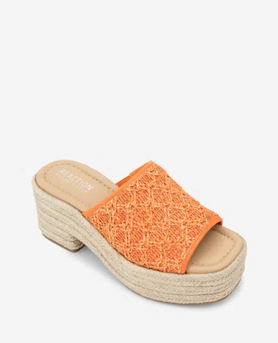 Reaction Kenneth Cole Reaction - Elissa Platform Raffia Sandal In Orange Raffia