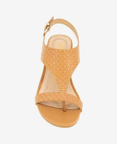 Reaction Kenneth Cole Reaction - Greatly Woven Wedge Thong Sandal In Tan Woven