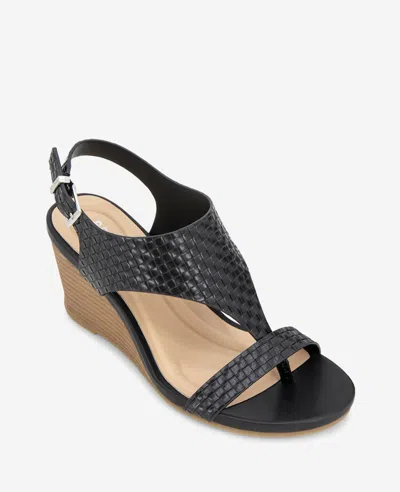 Reaction Kenneth Cole Reaction - Greatly Woven Wedge Thong Sandal In Black Woven