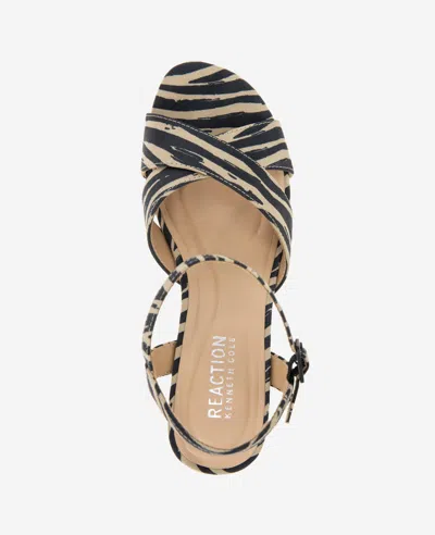 Reaction Kenneth Cole Reaction - Reeva Platform Zebra Print Sandal In Zebra Micro