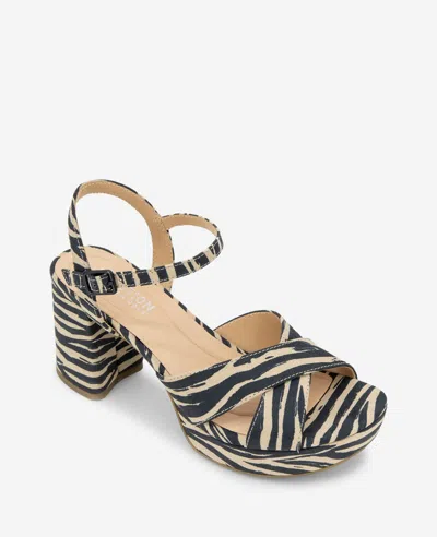 Reaction Kenneth Cole Reaction - Reeva Platform Zebra Print Sandal In Zebra Micro