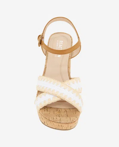 Reaction Kenneth Cole Reaction - Reeva Platform Raffia Cork Sandal In White Raffia