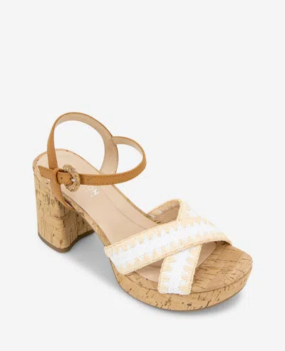 Reaction Kenneth Cole Reaction - Reeva Platform Raffia Cork Sandal In White Raffia