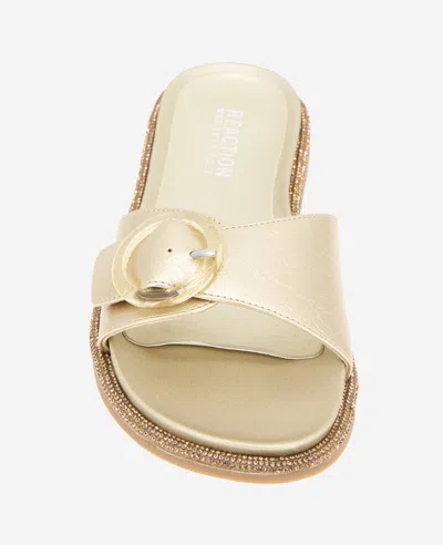 Reaction Kenneth Cole Reaction - Syrena Metallic Buckle Slide Sandal In Soft Gold