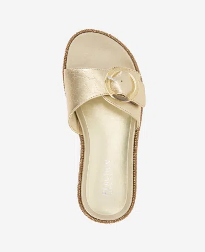 Reaction Kenneth Cole Reaction - Syrena Metallic Buckle Slide Sandal In Soft Gold