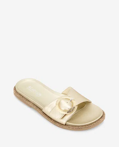 Reaction Kenneth Cole Reaction - Syrena Metallic Buckle Slide Sandal In Soft Gold