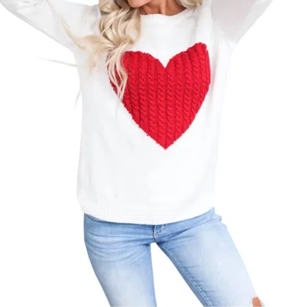 Yemak Luxe Love Sweater In Red/ivory In Multi