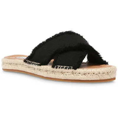 Shop Steve Madden Zelina Womens Canvas Espadrille Slide Sandals In Black