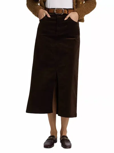 Frame Corduroy Midaxi Skirt In Espresso In Brown