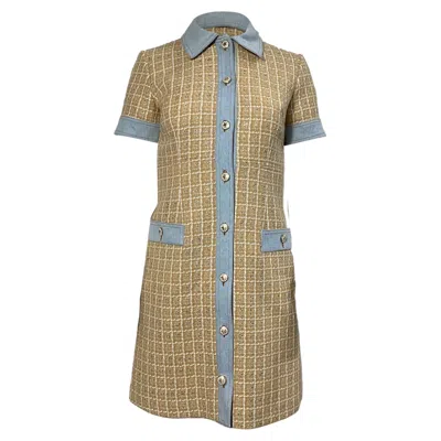 Sandro Mella Tweed Mini Dress In Beige Cotton In Beige