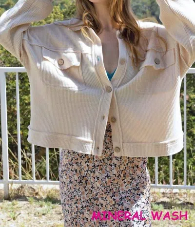 SEWN AND SEEN SHACKET - MINERAL WASHED WAFFLE IN CREAM 