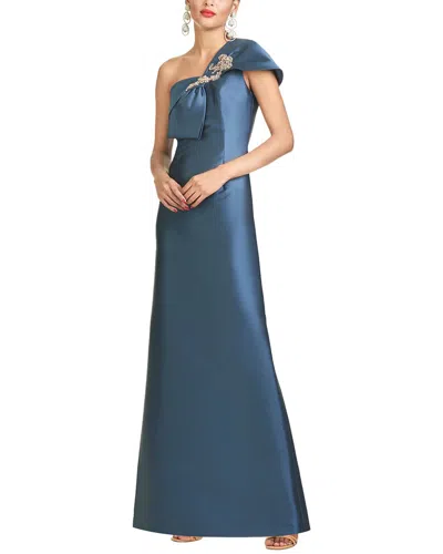 Sachin & Babi Ines Gown In Steel Blue In Blue