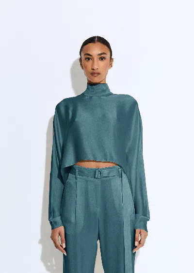 Lapointe Satin Caftan Top In Slate