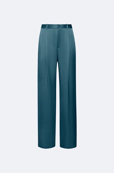 Lapointe Satin Relaxed Pleated Pant In Slate