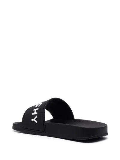 Givenchy 4g Leather-trimmed Embroidered Raffia Slides In Black