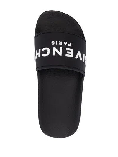 Givenchy 4g Leather-trimmed Embroidered Raffia Slides In Black