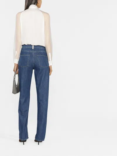 Emporio Armani Neck Tie Blouse High-low Hem In White