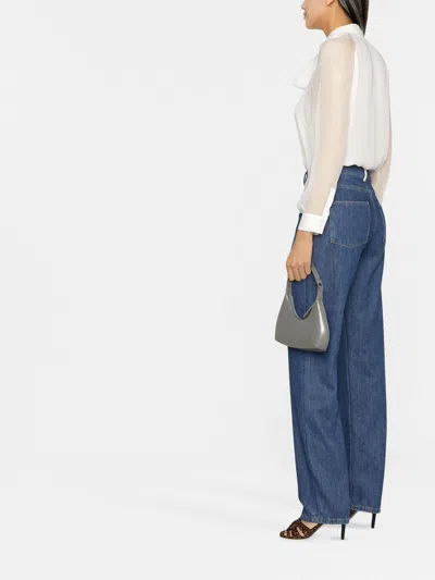 Emporio Armani Neck Tie Blouse High-low Hem In White