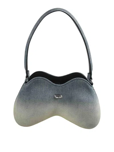 Diesel Denim Shoulder Bag With Double-d Shape In Light Wash