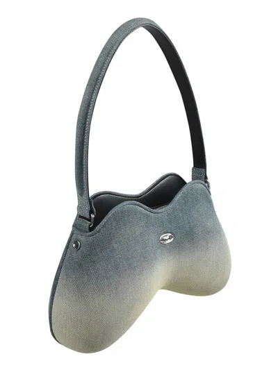Diesel Denim Shoulder Bag With Double-d Shape In Light Wash