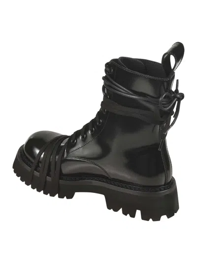 Moschino Glossy Leather Lace-up Boot With Sole In Black