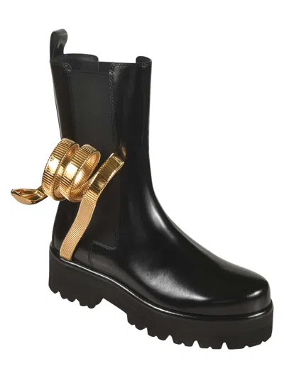 René Caovilla Side Stretch Boots In Black