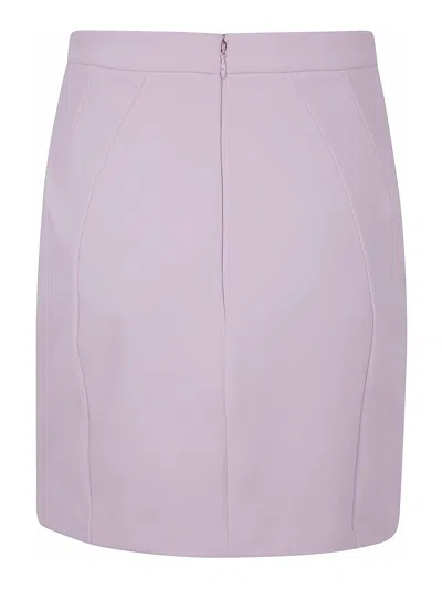 Elisabetta Franchi Crepe Mini Skirt With Piping And Jewel Clip In Pink