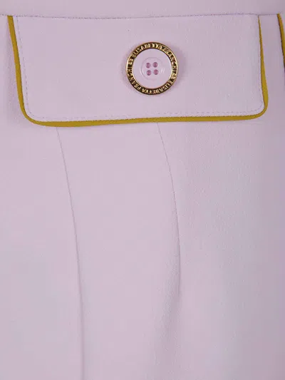 Elisabetta Franchi Crepe Mini Skirt With Piping And Jewel Clip In Pink