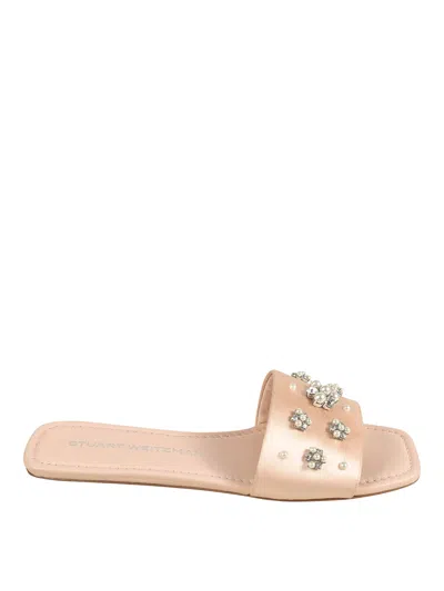 Stuart Weitzman Poppy Slides In Nude & Neutrals